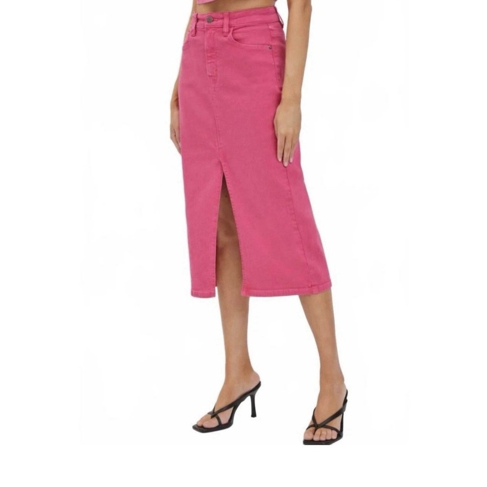 Cello Paylon Cotton Denim Midi Skirt Hot Barbie Pink Women's Small Preppy